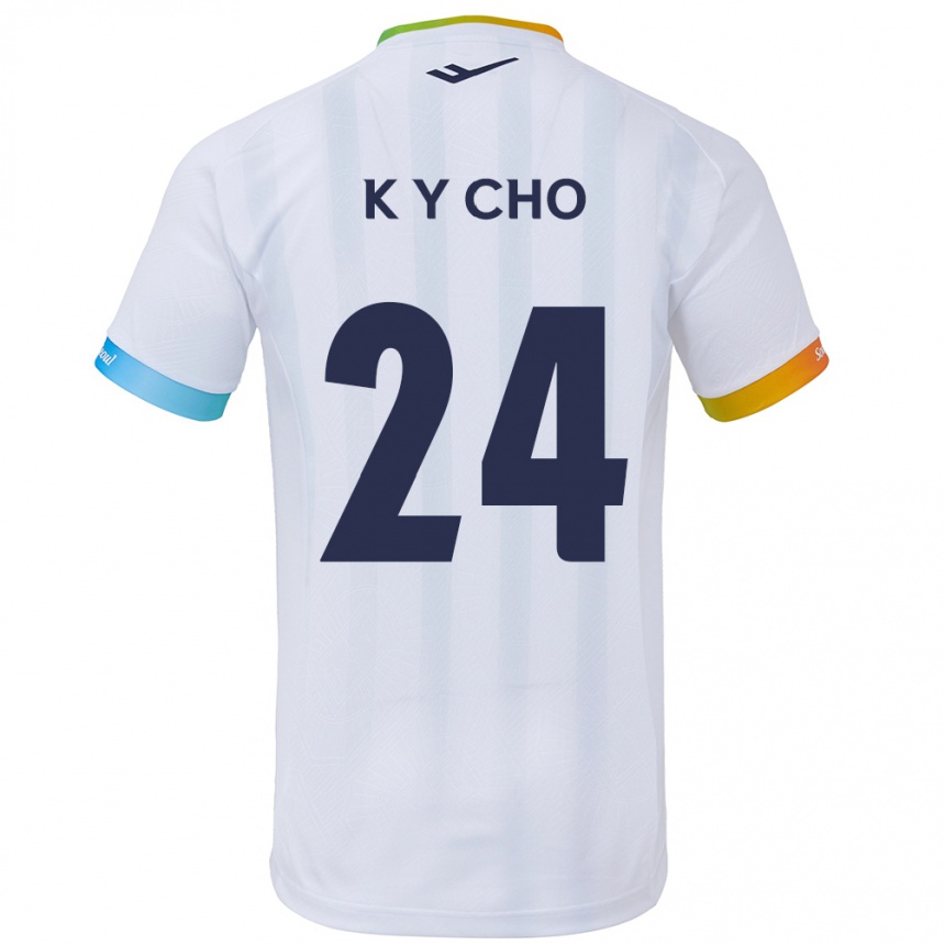 Kinder Fußball Young-Kwang Cho #24 Weiß Blau Auswärtstrikot Trikot 2024/25 T-Shirt Luxemburg