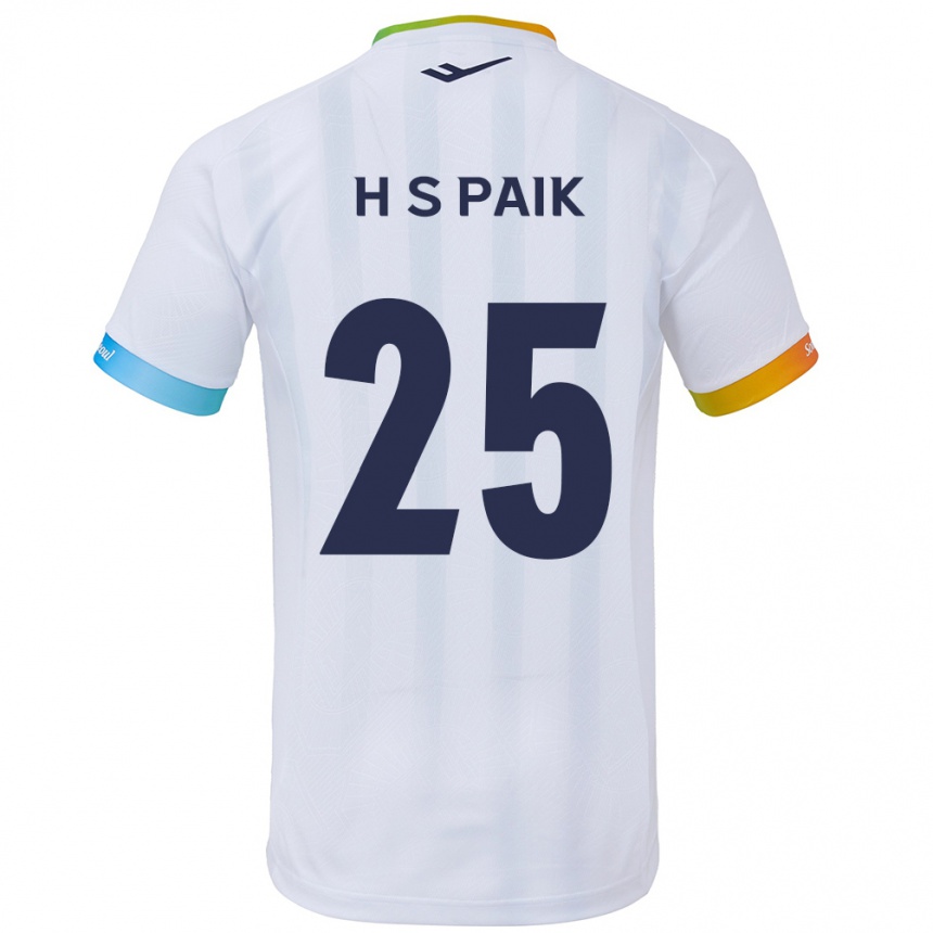 Kinder Fußball Sang-Hoon Paik #25 Weiß Blau Auswärtstrikot Trikot 2024/25 T-Shirt Luxemburg