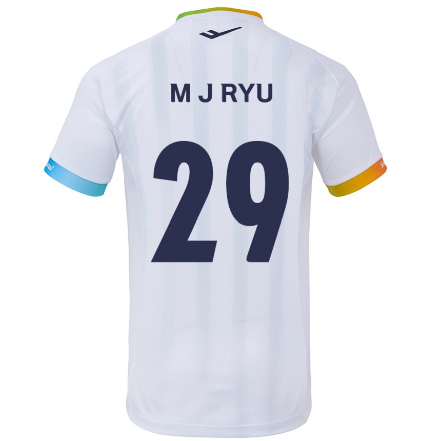 Kinder Fußball Jae-Moon Ryu #29 Weiß Blau Auswärtstrikot Trikot 2024/25 T-Shirt Luxemburg