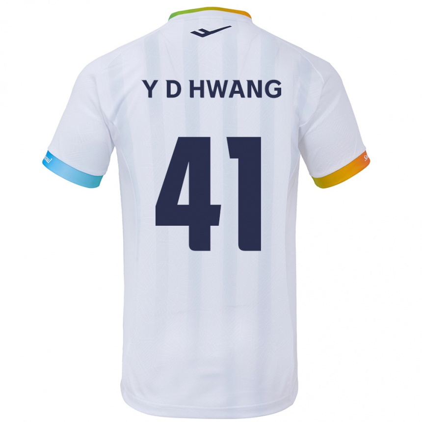 Kinder Fußball Do-Yoon Hwang #41 Weiß Blau Auswärtstrikot Trikot 2024/25 T-Shirt Luxemburg