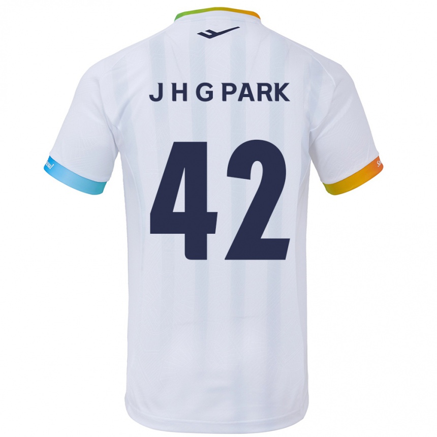 Kinder Fußball Jang Han-Gyeol Park #42 Weiß Blau Auswärtstrikot Trikot 2024/25 T-Shirt Luxemburg