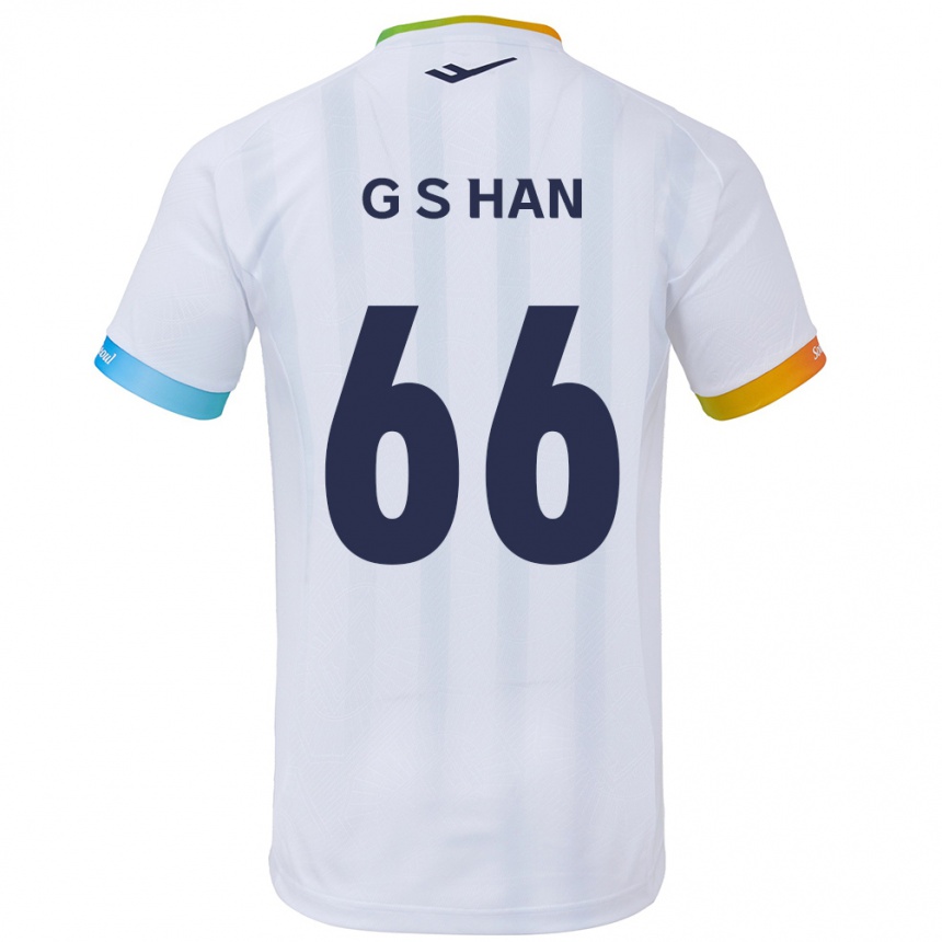 Kinder Fußball Seung-Gyu Han #66 Weiß Blau Auswärtstrikot Trikot 2024/25 T-Shirt Luxemburg