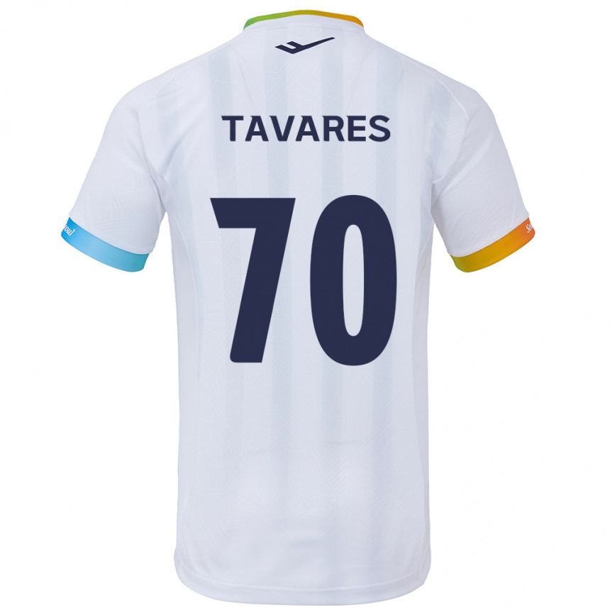 Kinder Fußball Ronaldo Tavares #70 Weiß Blau Auswärtstrikot Trikot 2024/25 T-Shirt Luxemburg