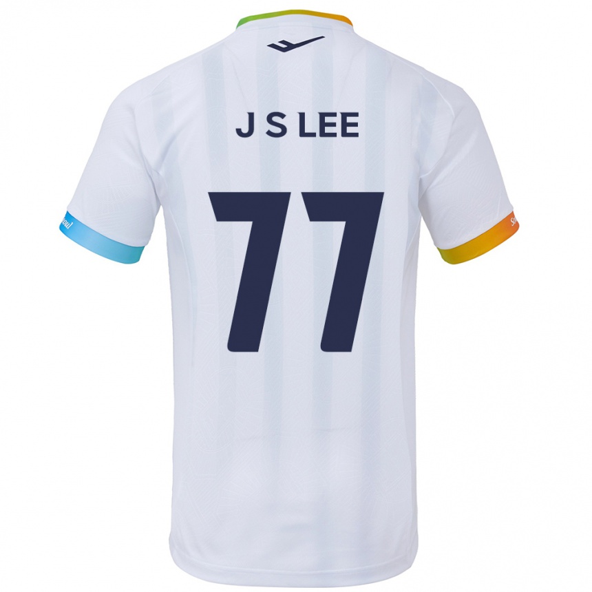 Kinder Fußball Seung-Joon Lee #77 Weiß Blau Auswärtstrikot Trikot 2024/25 T-Shirt Luxemburg