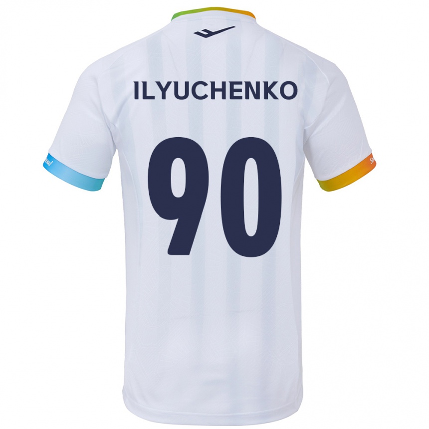 Kinder Fußball Stanislav Ilyuchenko #90 Weiß Blau Auswärtstrikot Trikot 2024/25 T-Shirt Luxemburg