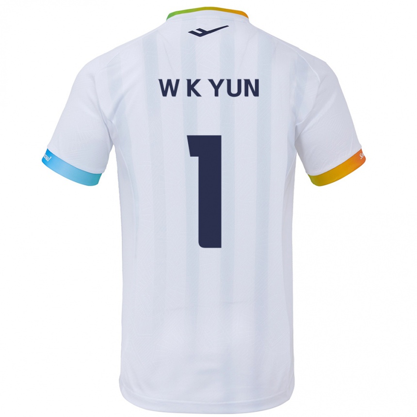 Kinder Fußball Ki-Wook Yun #1 Weiß Blau Auswärtstrikot Trikot 2024/25 T-Shirt Luxemburg