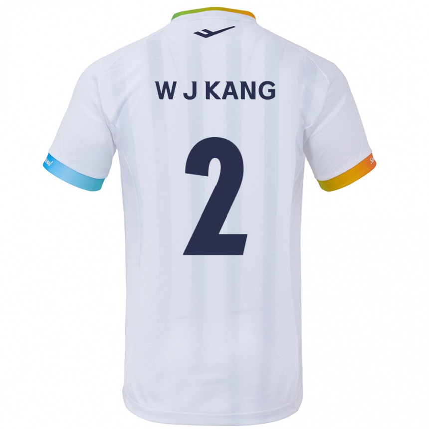 Kinder Fußball Jae-Won Kang #2 Weiß Blau Auswärtstrikot Trikot 2024/25 T-Shirt Luxemburg