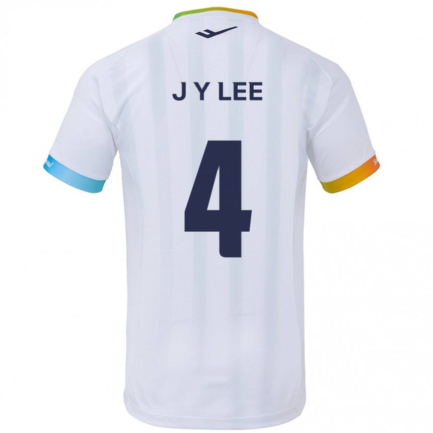 Kinder Fußball Young-Jun Lee #4 Weiß Blau Auswärtstrikot Trikot 2024/25 T-Shirt Luxemburg