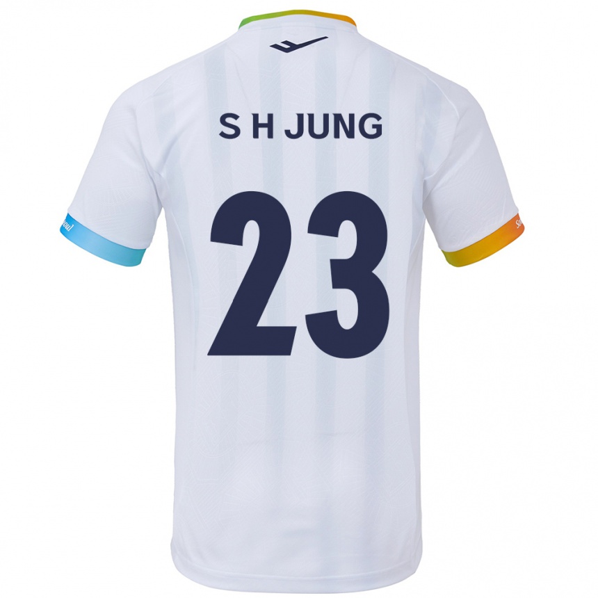 Kinder Fußball Hyeon-Soo Jung #23 Weiß Blau Auswärtstrikot Trikot 2024/25 T-Shirt Luxemburg