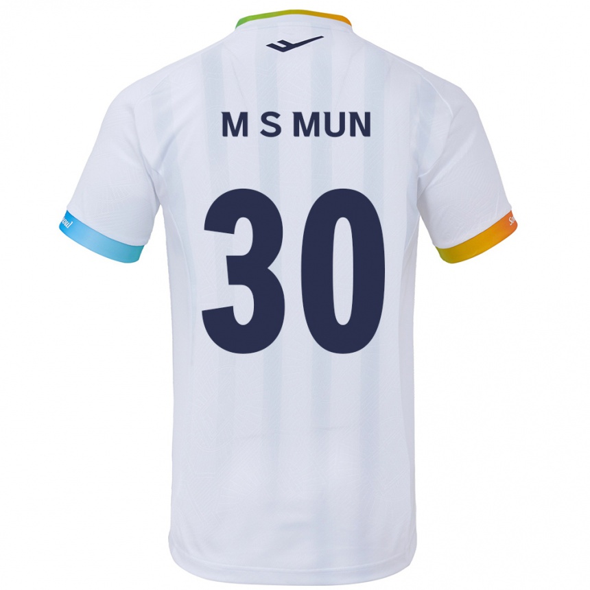 Kinder Fußball Seong-Min Mun #30 Weiß Blau Auswärtstrikot Trikot 2024/25 T-Shirt Luxemburg