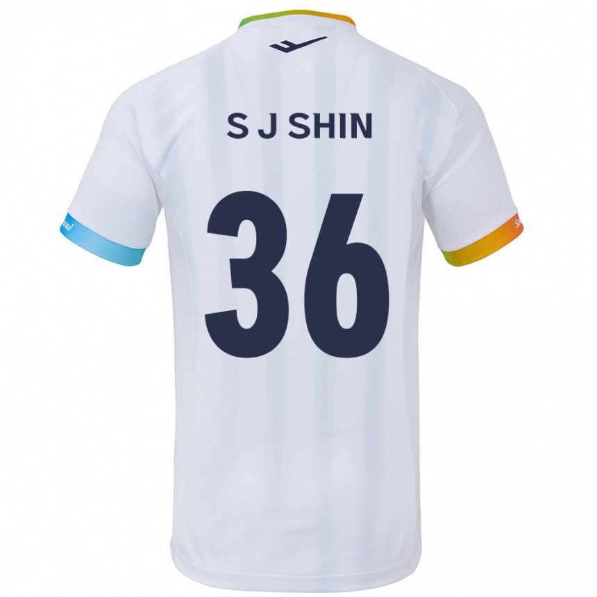 Kinder Fußball Ji-Seop Shin #36 Weiß Blau Auswärtstrikot Trikot 2024/25 T-Shirt Luxemburg