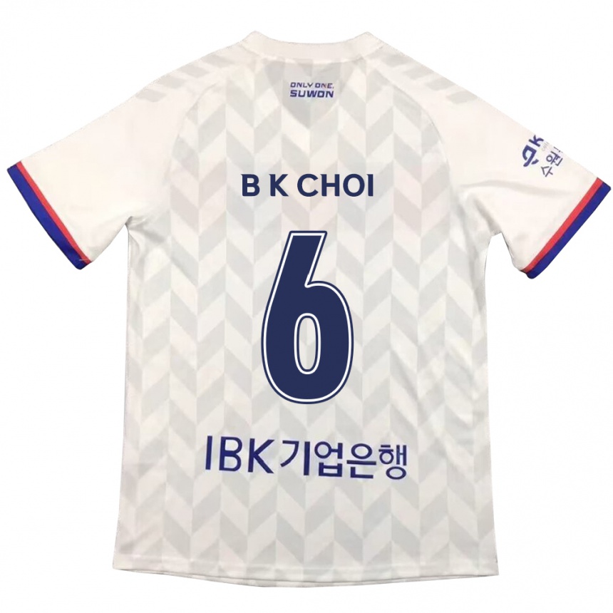 Kinder Fußball Kyu-Baek Choi #6 Weiß Blau Auswärtstrikot Trikot 2024/25 T-Shirt Luxemburg