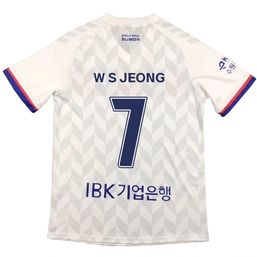 Kinder Fußball Seung-Won Jeong #7 Weiß Blau Auswärtstrikot Trikot 2024/25 T-Shirt Luxemburg