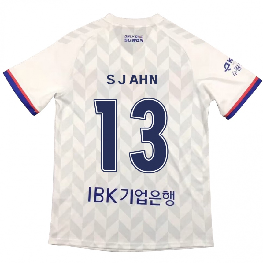 Kinder Fußball Jun-Su Ahn #13 Weiß Blau Auswärtstrikot Trikot 2024/25 T-Shirt Luxemburg