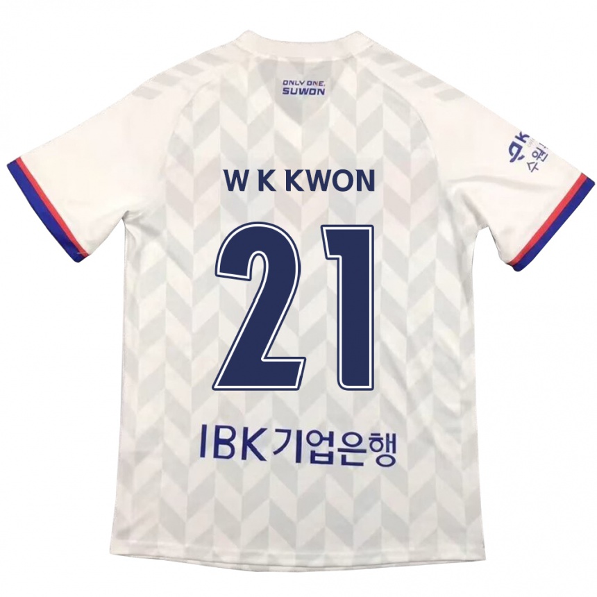 Kinder Fußball Kyung-Won Kwon #21 Weiß Blau Auswärtstrikot Trikot 2024/25 T-Shirt Luxemburg