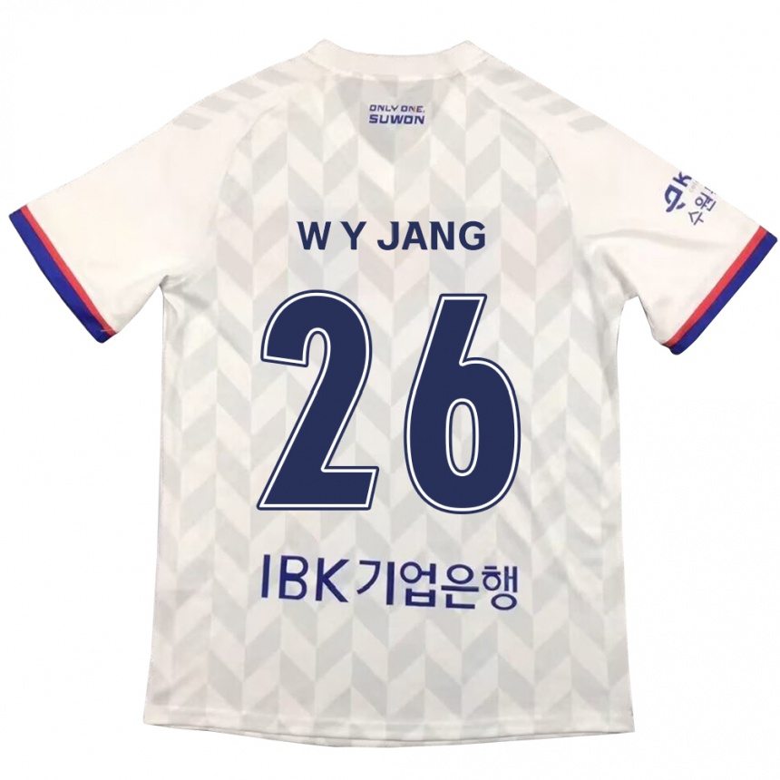 Kinder Fußball Young-Woo Jang #26 Weiß Blau Auswärtstrikot Trikot 2024/25 T-Shirt Luxemburg