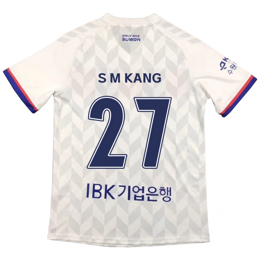 Kinder Fußball Min-Sung Kang #27 Weiß Blau Auswärtstrikot Trikot 2024/25 T-Shirt Luxemburg