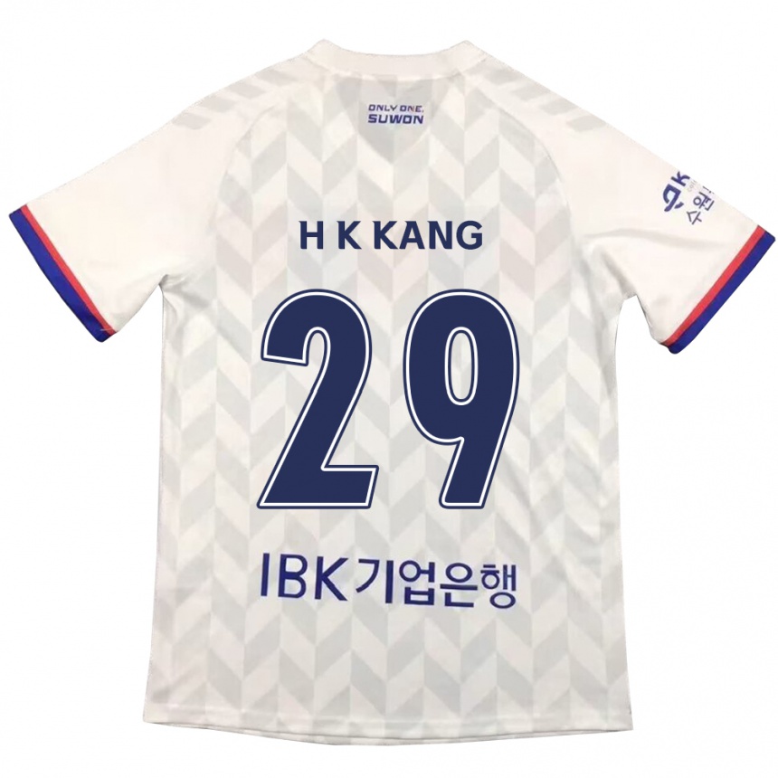 Kinder Fußball Kyo-Hun Kang #29 Weiß Blau Auswärtstrikot Trikot 2024/25 T-Shirt Luxemburg