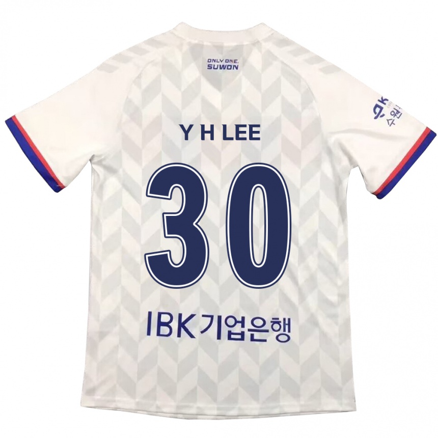 Kinder Fußball Hyeon-Yong Lee #30 Weiß Blau Auswärtstrikot Trikot 2024/25 T-Shirt Luxemburg