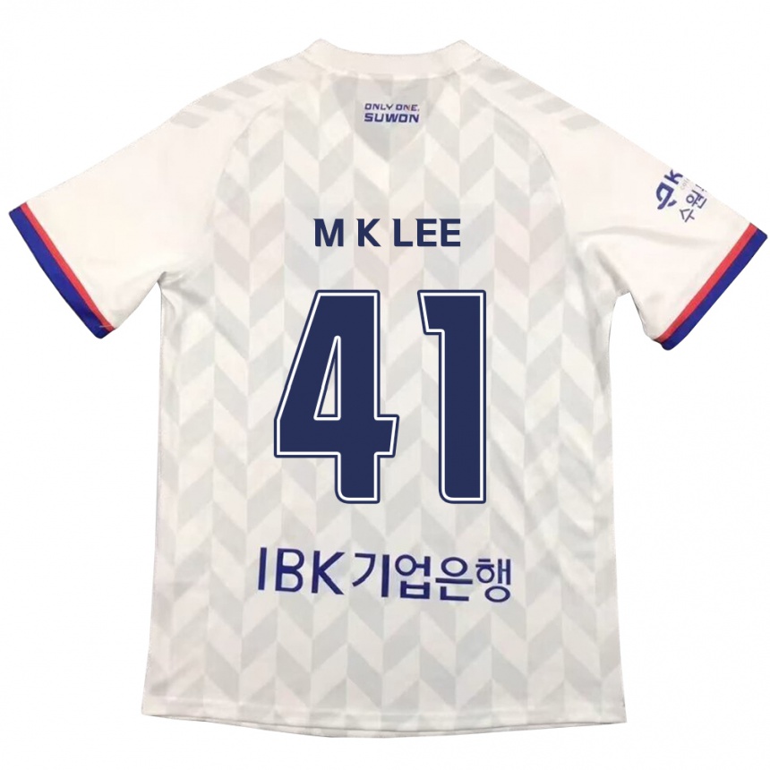 Kinder Fußball Kyung-Min Lee #41 Weiß Blau Auswärtstrikot Trikot 2024/25 T-Shirt Luxemburg