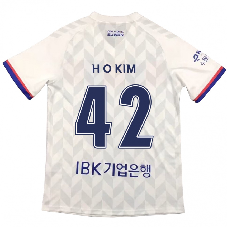 Kinder Fußball One-Hyung Kim #42 Weiß Blau Auswärtstrikot Trikot 2024/25 T-Shirt Luxemburg