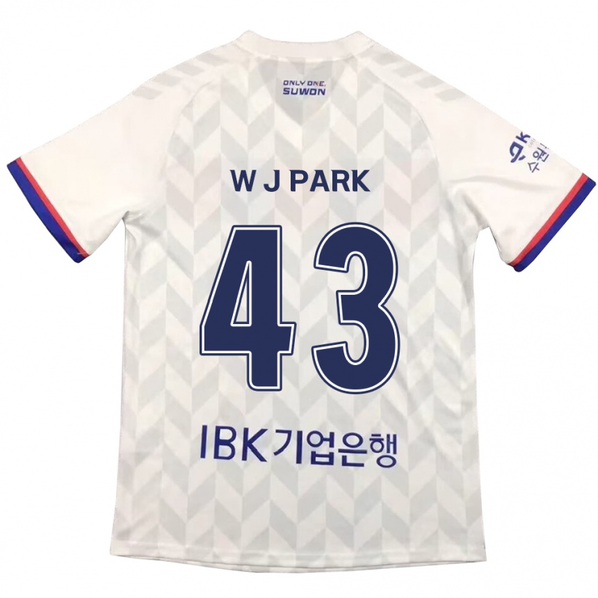 Kinder Fußball Jin-Woo Park #43 Weiß Blau Auswärtstrikot Trikot 2024/25 T-Shirt Luxemburg