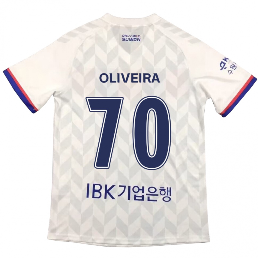 Kinder Fußball Anderson Oliveira #70 Weiß Blau Auswärtstrikot Trikot 2024/25 T-Shirt Luxemburg