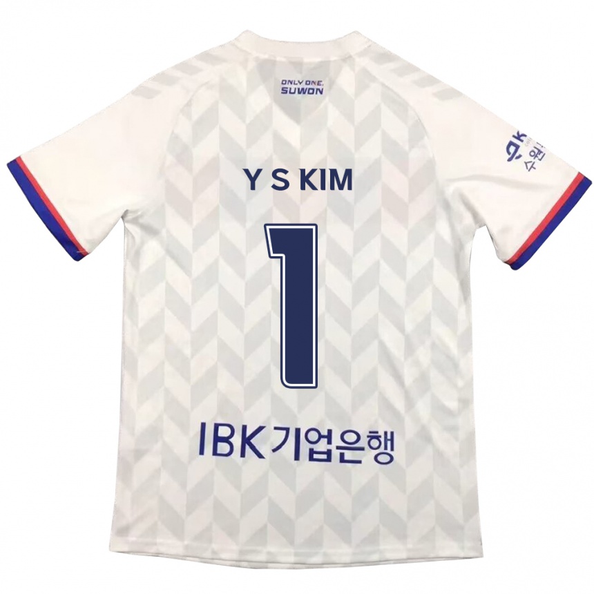 Kinder Fußball Seong-Yoon Kim #1 Weiß Blau Auswärtstrikot Trikot 2024/25 T-Shirt Luxemburg