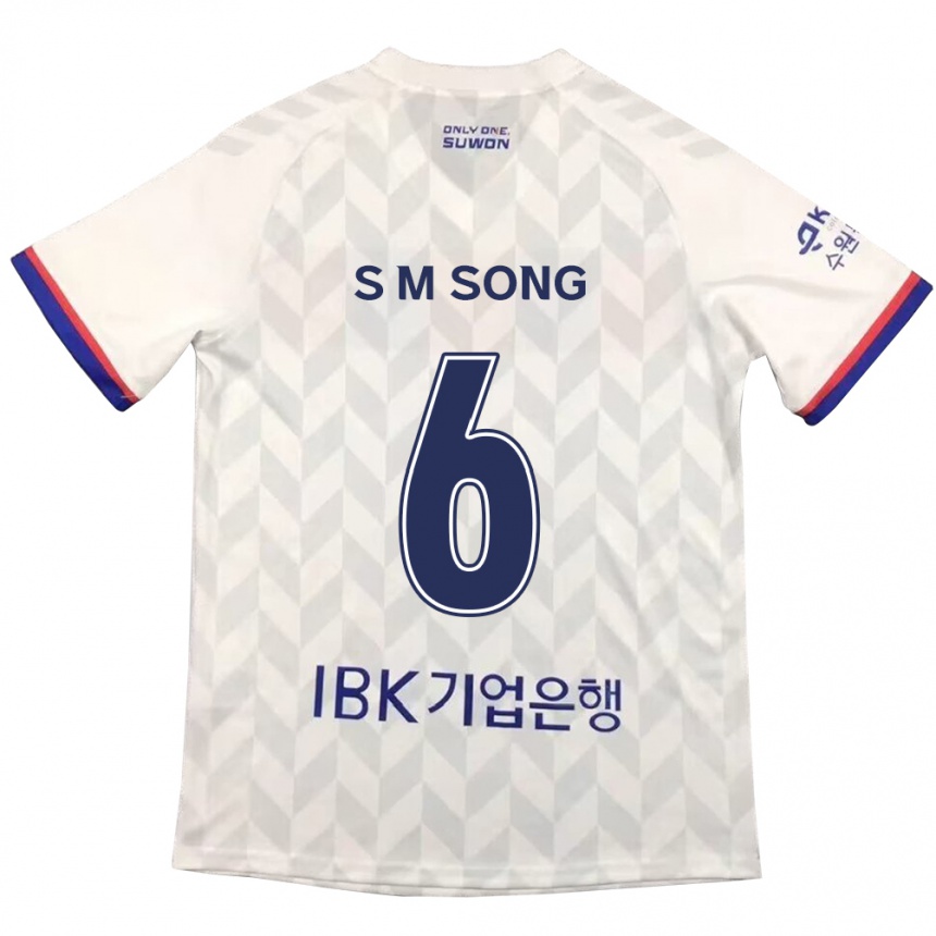 Kinder Fußball Min-Seob Song #6 Weiß Blau Auswärtstrikot Trikot 2024/25 T-Shirt Luxemburg