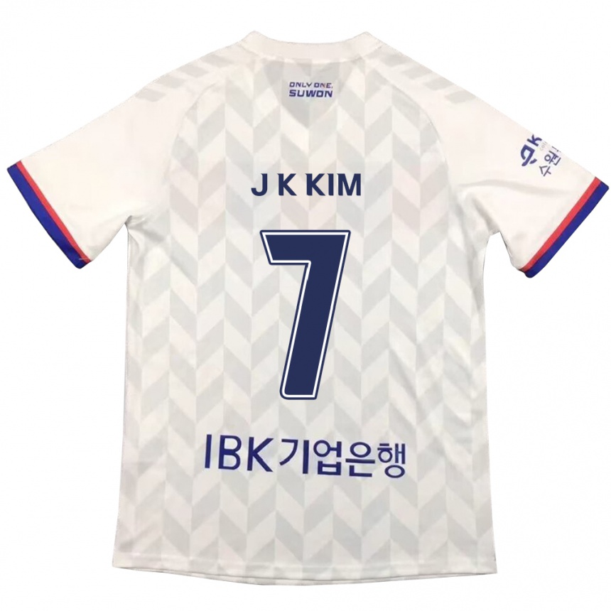 Kinder Fußball Ki-Jun Kim #7 Weiß Blau Auswärtstrikot Trikot 2024/25 T-Shirt Luxemburg