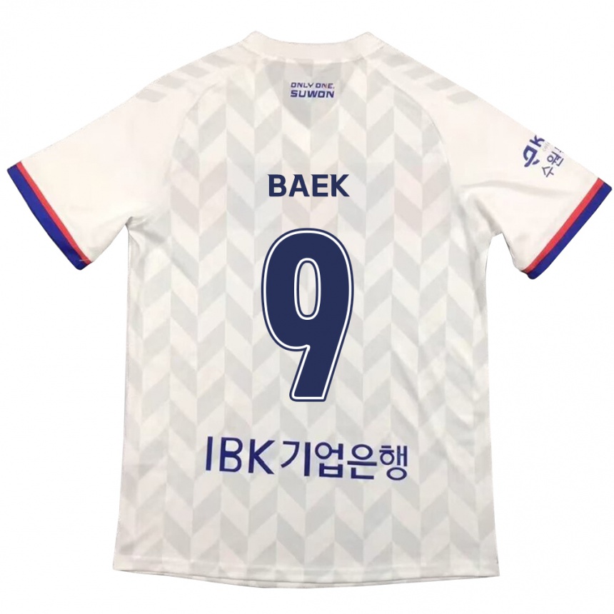 Kinder Fußball Kyeong Baek #9 Weiß Blau Auswärtstrikot Trikot 2024/25 T-Shirt Luxemburg