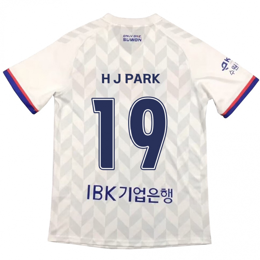 Kinder Fußball Jun-Hui Park #19 Weiß Blau Auswärtstrikot Trikot 2024/25 T-Shirt Luxemburg