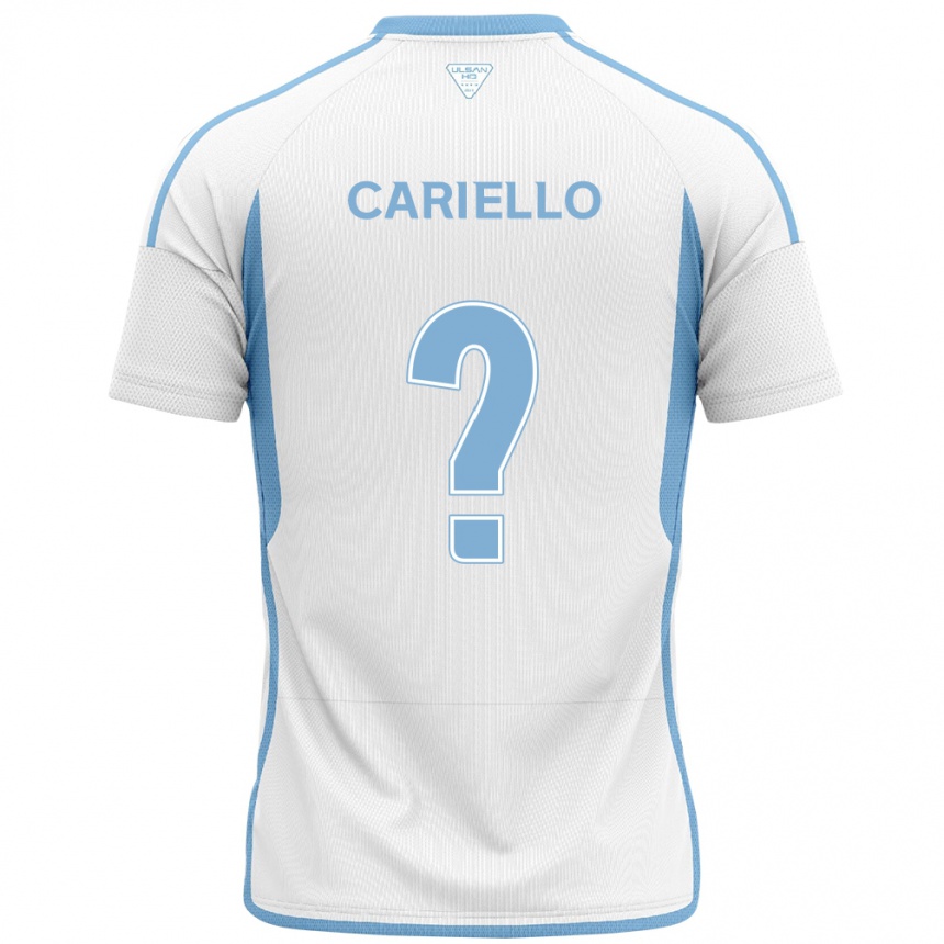 Kinder Fußball Yago Cariello #0 Weiß Blau Auswärtstrikot Trikot 2024/25 T-Shirt Luxemburg