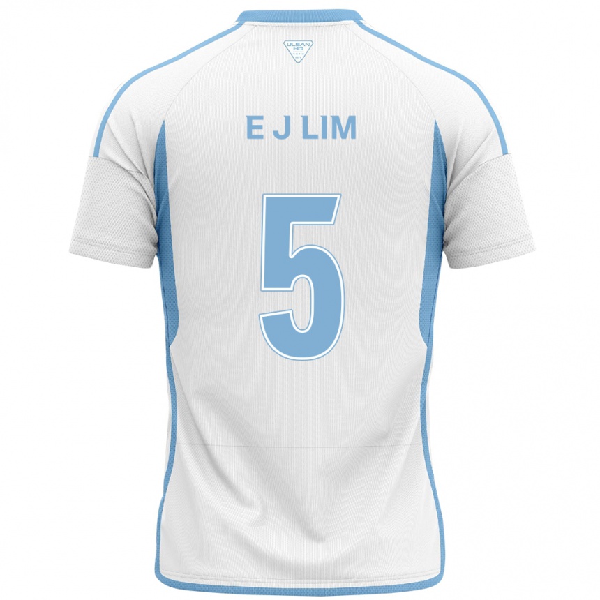 Kinder Fußball Jong-Eun Lim #5 Weiß Blau Auswärtstrikot Trikot 2024/25 T-Shirt Luxemburg