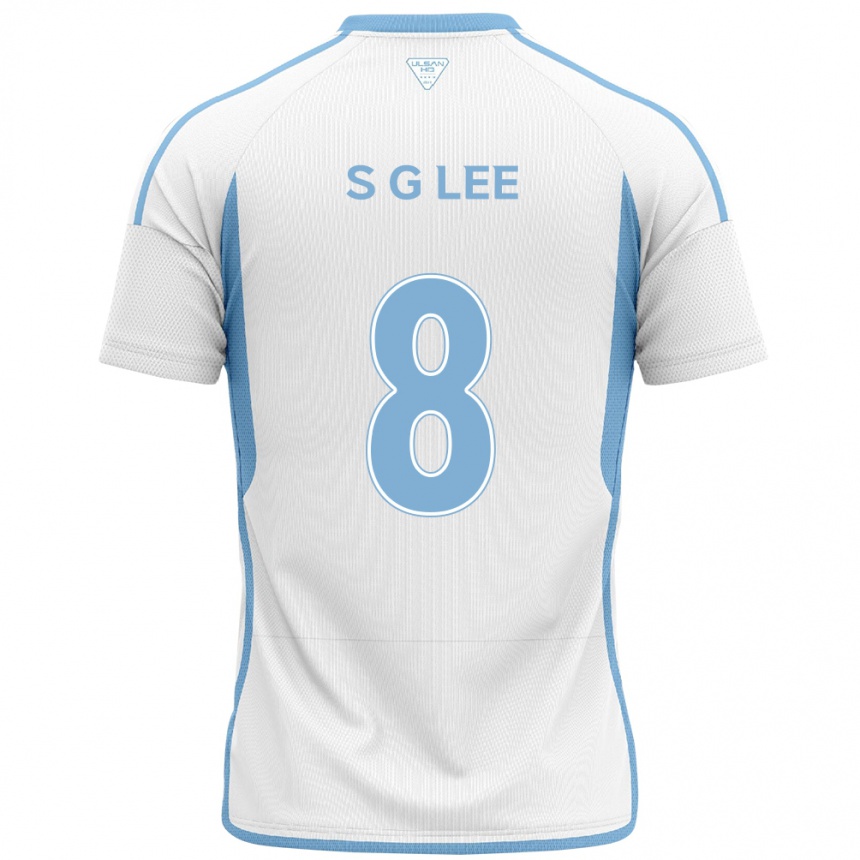 Kinder Fußball Gyu-Sung Lee #8 Weiß Blau Auswärtstrikot Trikot 2024/25 T-Shirt Luxemburg