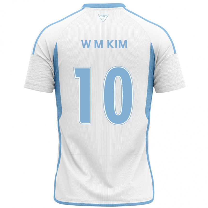 Kinder Fußball Min-Woo Kim #10 Weiß Blau Auswärtstrikot Trikot 2024/25 T-Shirt Luxemburg