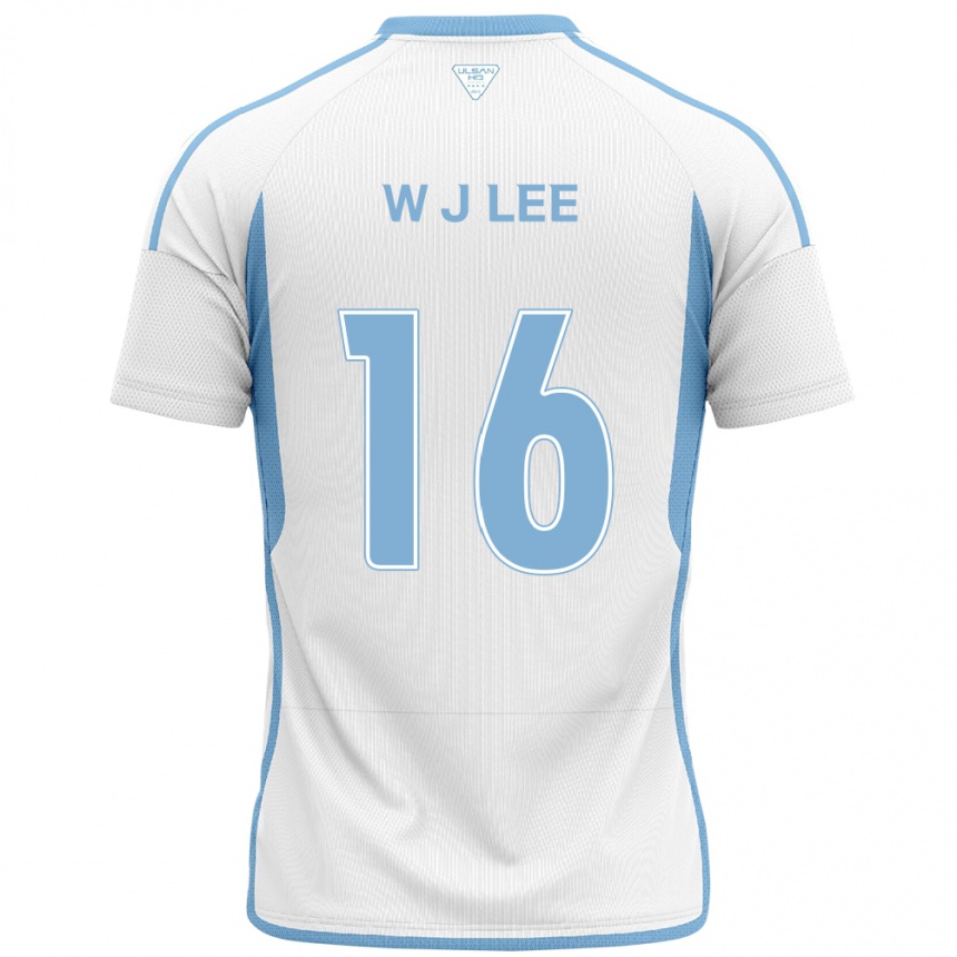 Kinder Fußball Jae-Wook Lee #16 Weiß Blau Auswärtstrikot Trikot 2024/25 T-Shirt Luxemburg