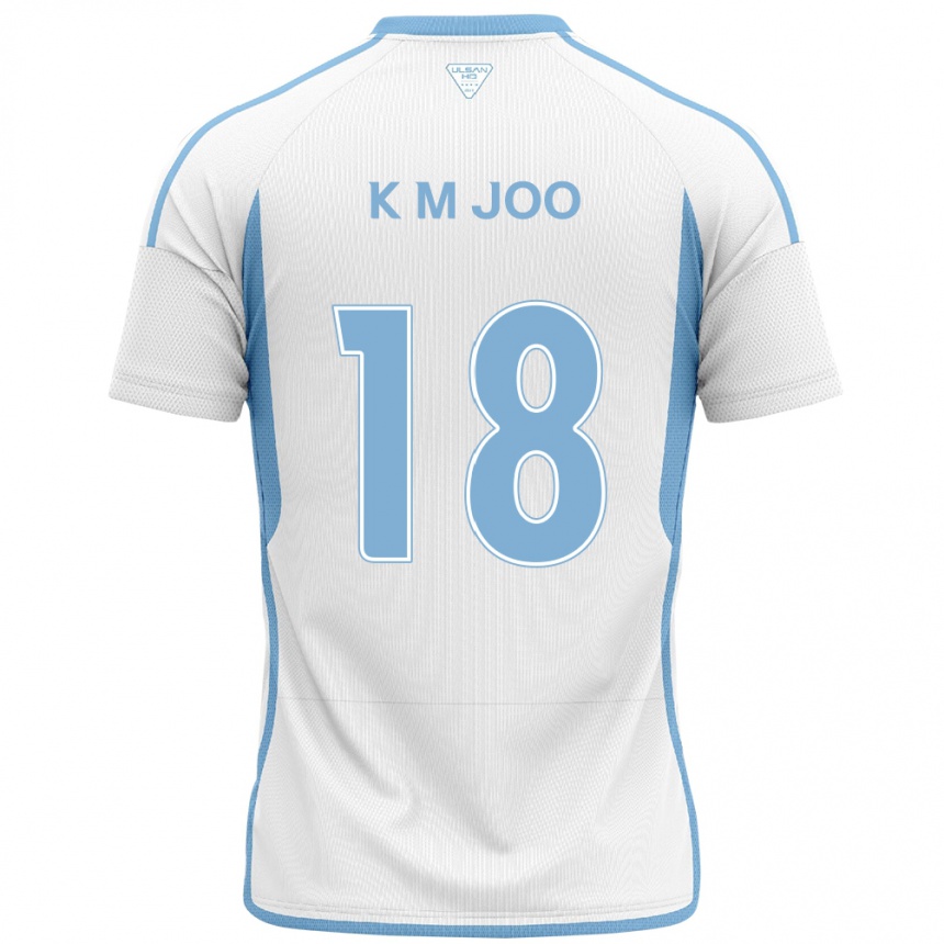 Kinder Fußball Min-Kyu Joo #18 Weiß Blau Auswärtstrikot Trikot 2024/25 T-Shirt Luxemburg