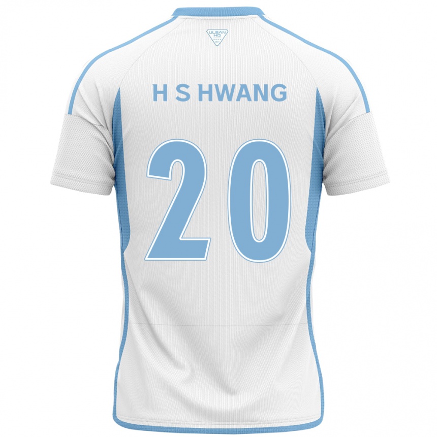 Kinder Fußball Seok-Ho Hwang #20 Weiß Blau Auswärtstrikot Trikot 2024/25 T-Shirt Luxemburg