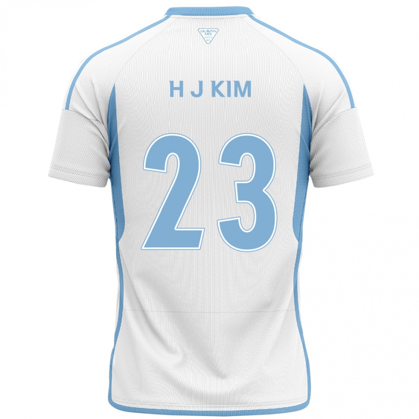 Kinder Fußball Ju-Hwan Kim #23 Weiß Blau Auswärtstrikot Trikot 2024/25 T-Shirt Luxemburg