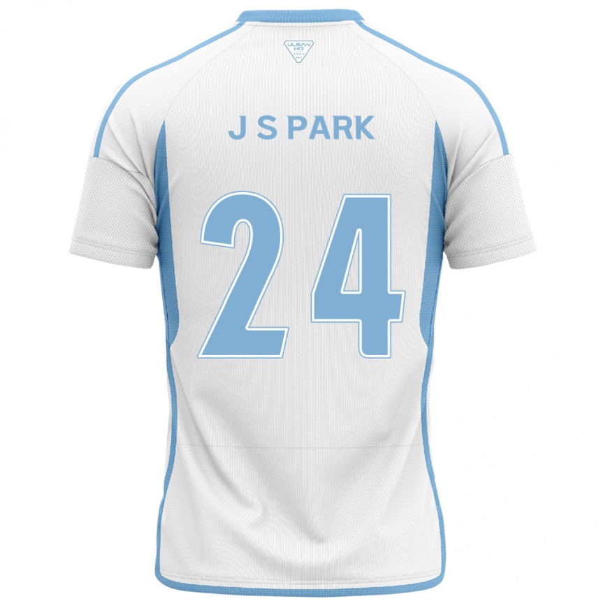 Kinder Fußball Sang-Jun Park #24 Weiß Blau Auswärtstrikot Trikot 2024/25 T-Shirt Luxemburg