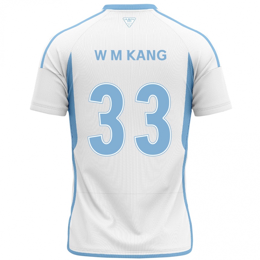 Kinder Fußball Min-Woo Kang #33 Weiß Blau Auswärtstrikot Trikot 2024/25 T-Shirt Luxemburg