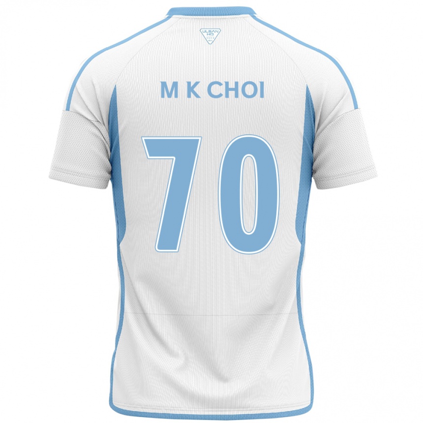 Kinder Fußball Kang-Min Choi #70 Weiß Blau Auswärtstrikot Trikot 2024/25 T-Shirt Luxemburg