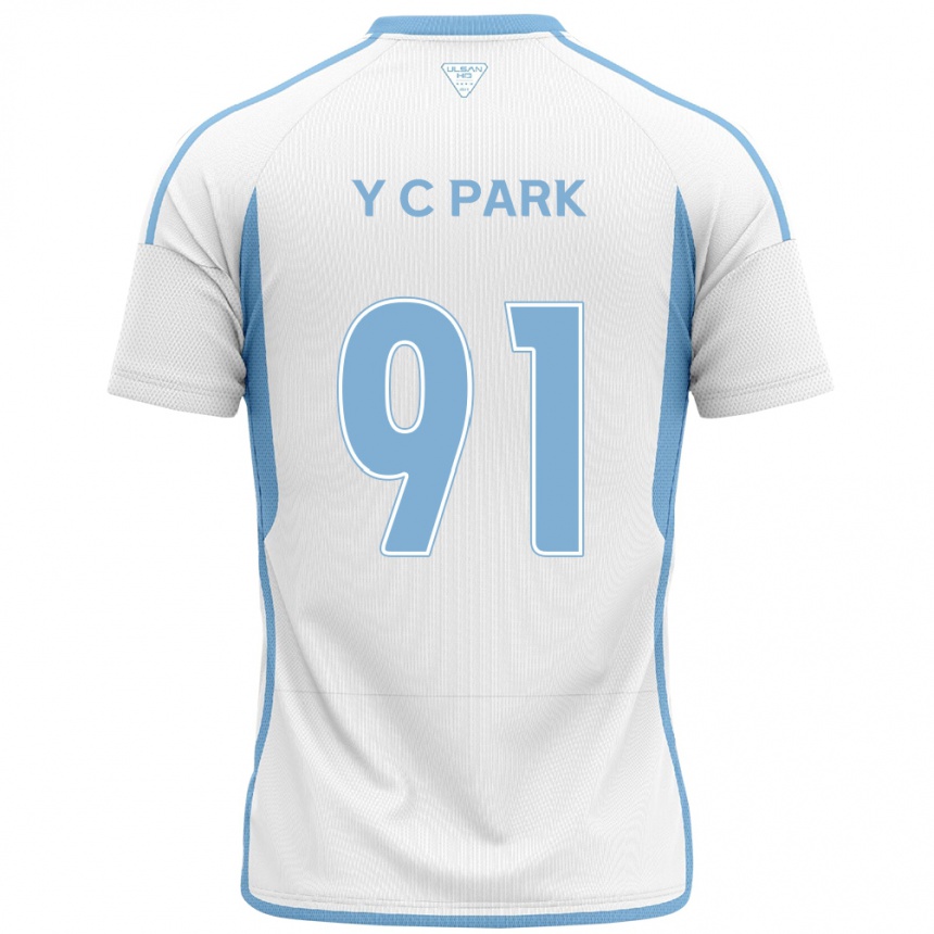 Kinder Fußball Chu-Young Park #91 Weiß Blau Auswärtstrikot Trikot 2024/25 T-Shirt Luxemburg