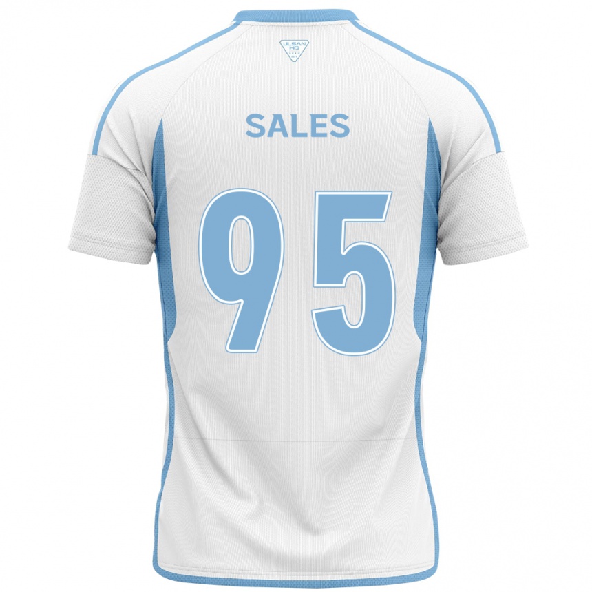 Kinder Fußball Matheus Sales #95 Weiß Blau Auswärtstrikot Trikot 2024/25 T-Shirt Luxemburg