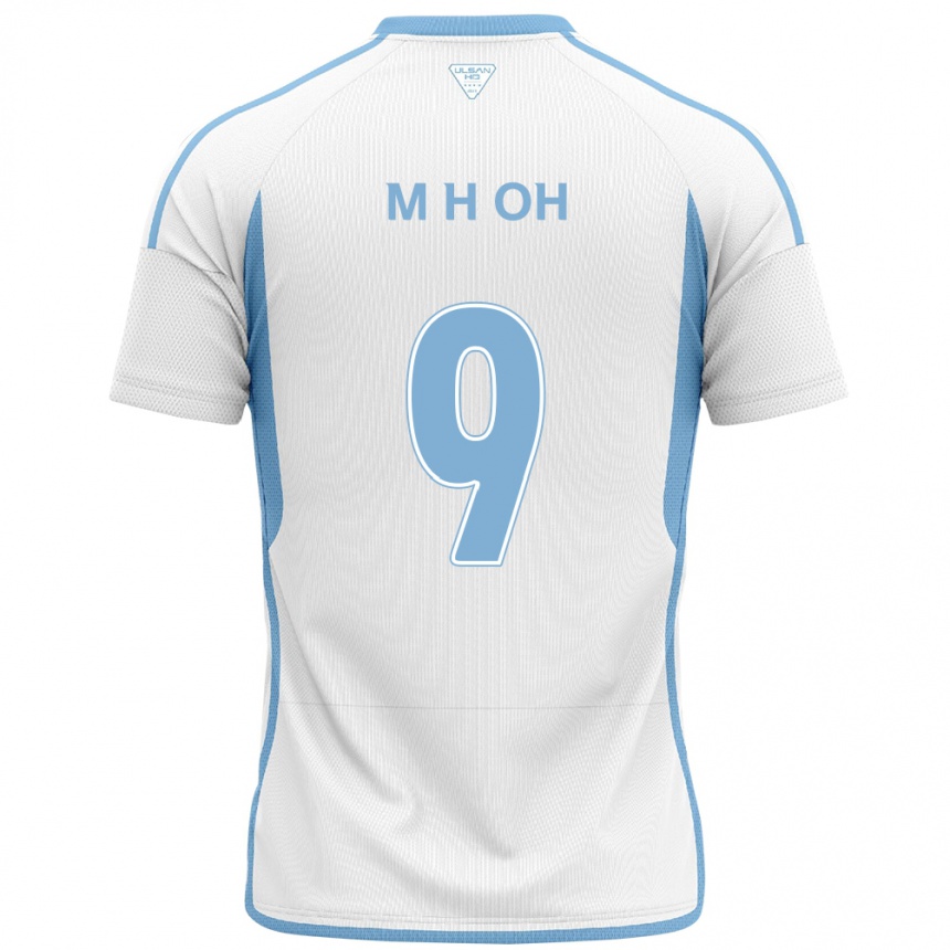 Kinder Fußball Hyun-Min Oh #9 Weiß Blau Auswärtstrikot Trikot 2024/25 T-Shirt Luxemburg