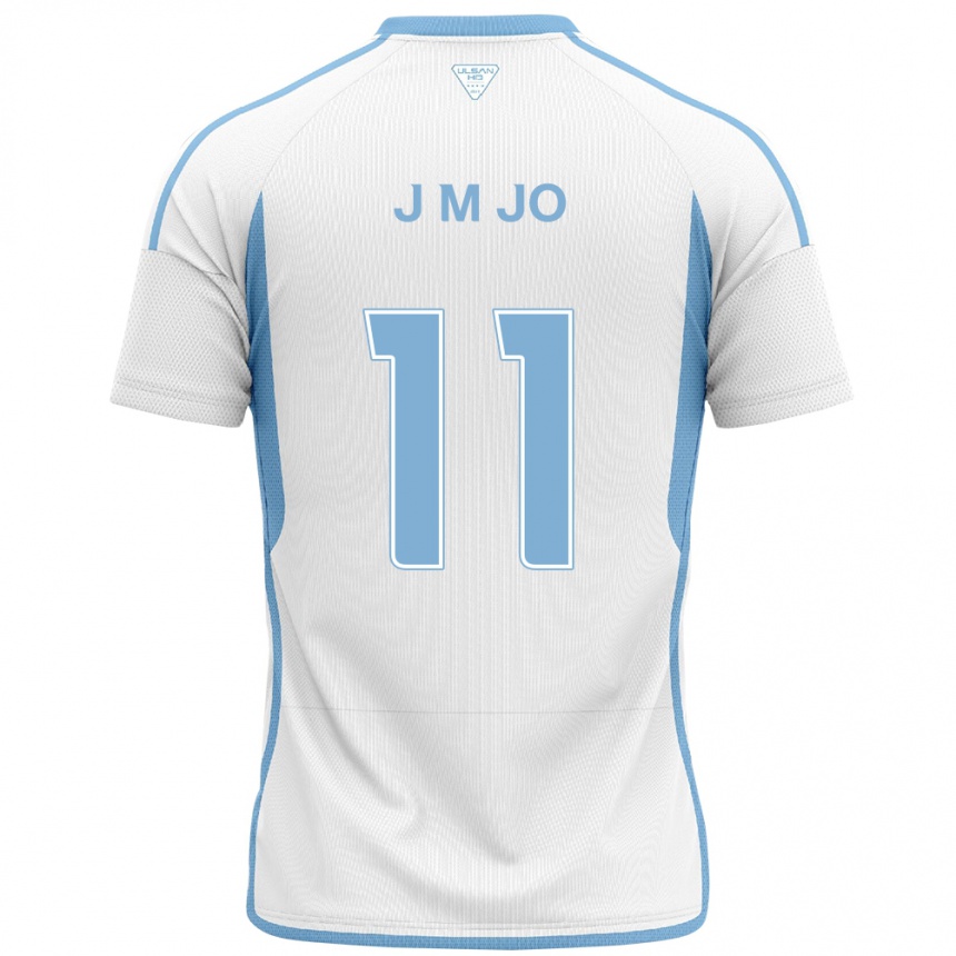 Kinder Fußball Min-Jae Jo #11 Weiß Blau Auswärtstrikot Trikot 2024/25 T-Shirt Luxemburg