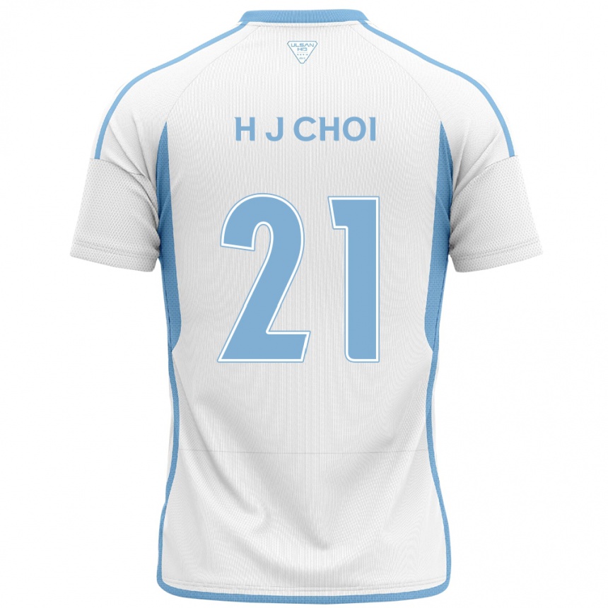 Kinder Fußball Ju-Ho Choi #21 Weiß Blau Auswärtstrikot Trikot 2024/25 T-Shirt Luxemburg