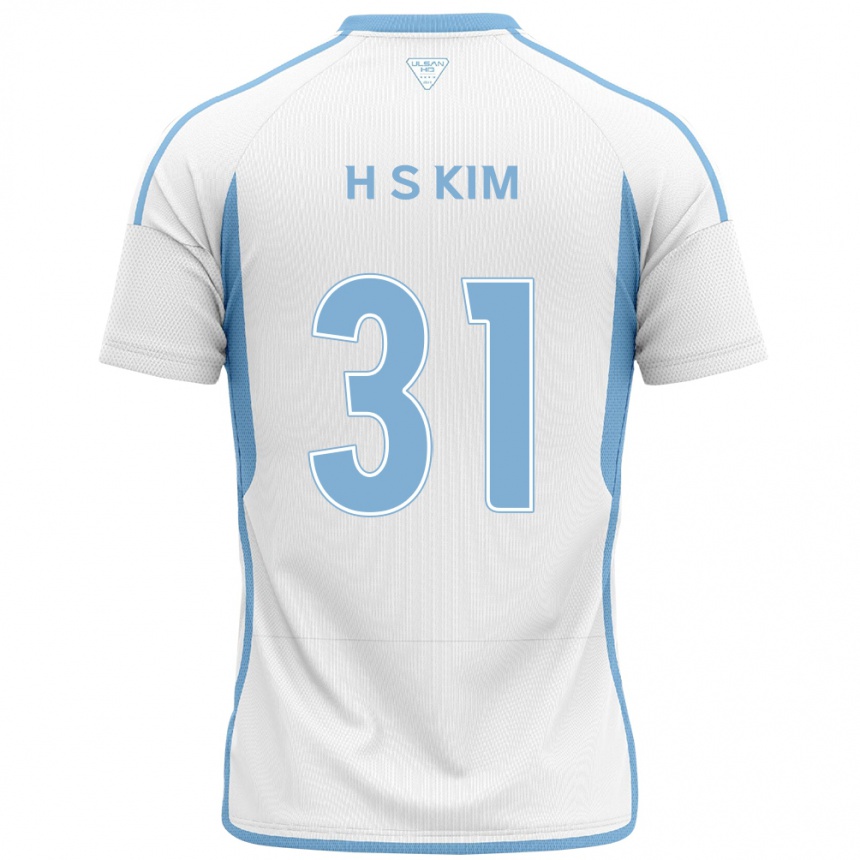 Kinder Fußball Se-Hyoung Kim #31 Weiß Blau Auswärtstrikot Trikot 2024/25 T-Shirt Luxemburg