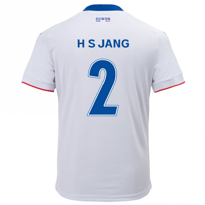 Kinder Fußball Seok-Hwan Jang #2 Weiß Blau Auswärtstrikot Trikot 2024/25 T-Shirt Luxemburg